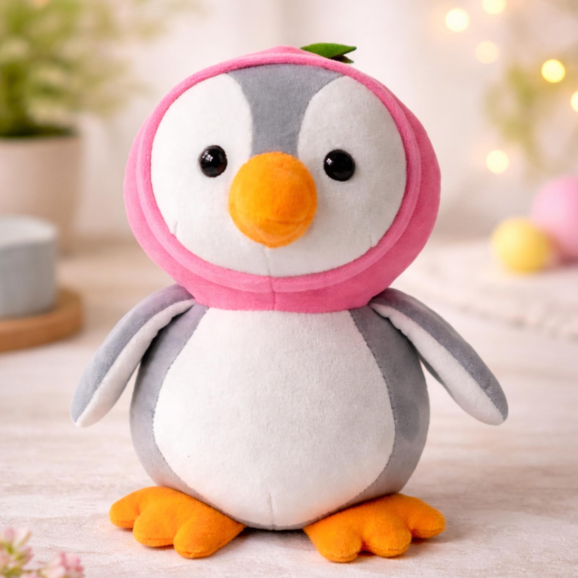 TEDCITY 24CM STANDING PENGUIN- PINK & GREY